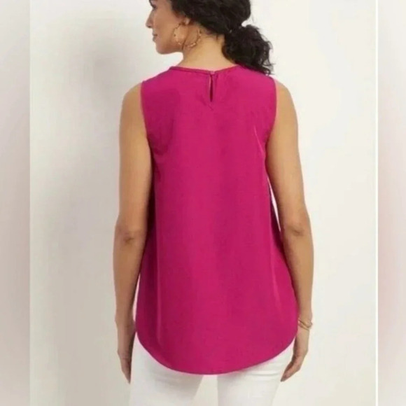 NEW Soft Surroundings Tank Blouse Women Plus 2X Pink Braided Trim High Low Hem - Picture 2 of 7